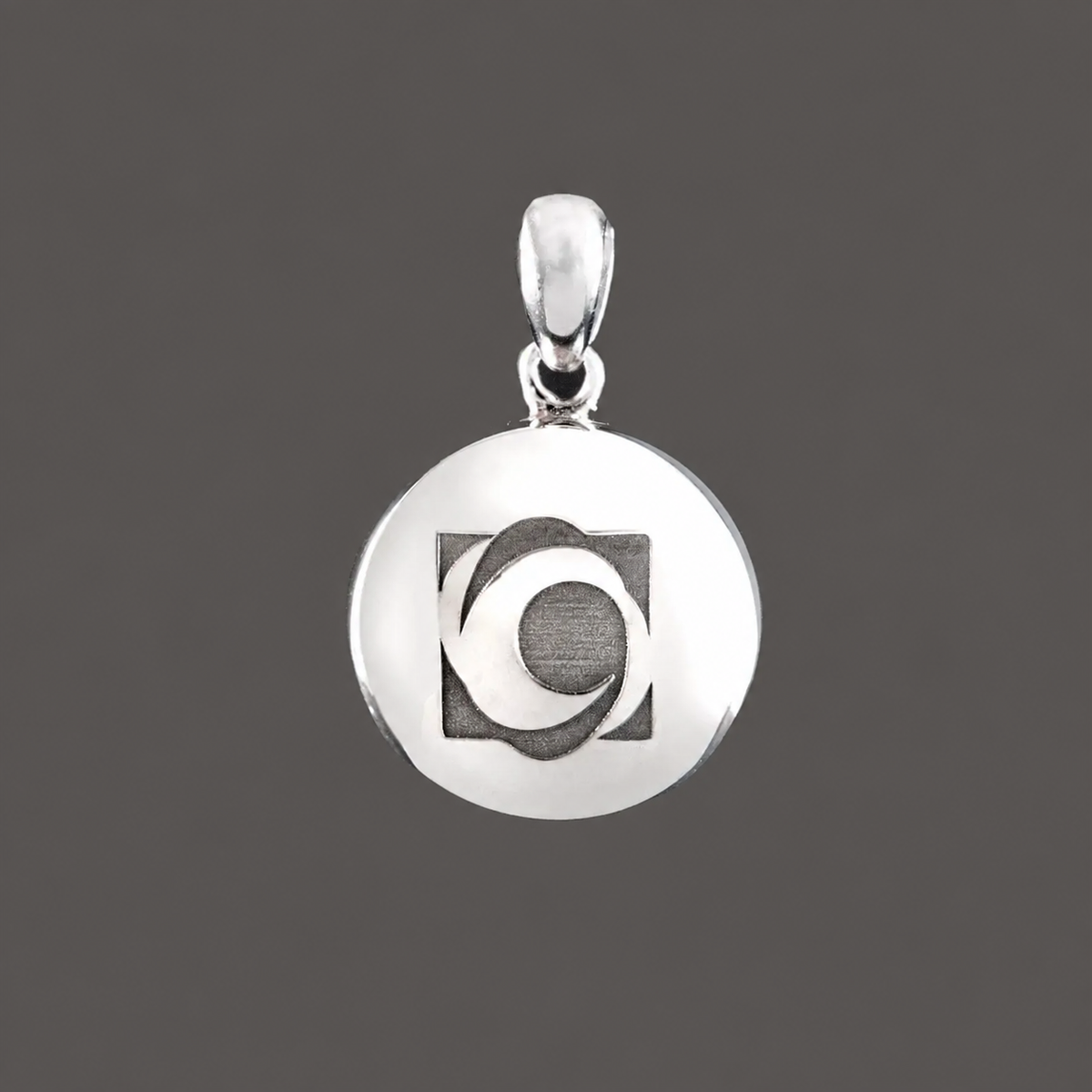 ORBITRON Silver Pendant 3.0: front of the pendant with the ORBITRON logo