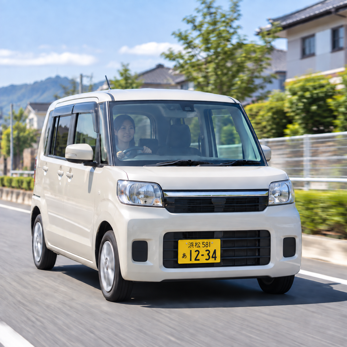 街中を走る軽自動車。発進や加速が重く感じる原因を解説する記事のアイキャッチ画像